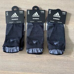 NWT Set of 3 Adidas Black No-Show Running Socks - Size S